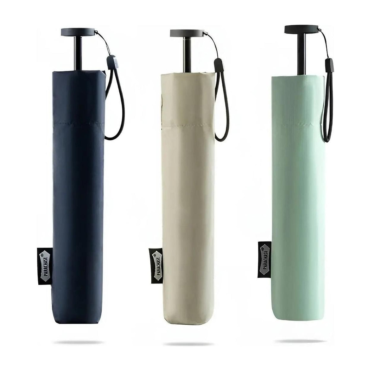 Triple-Fold Non-Automatic Aluminium Alloy Tube Rain Umbrella, Navy, view 4