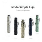 Triple-Fold Non-Automatic Aluminium Alloy Tube Rain Umbrella, Navy, view 5