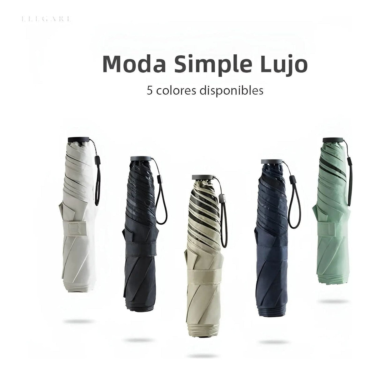 Triple-Fold Non-Automatic Aluminium Alloy Tube Rain Umbrella, Navy, view 5