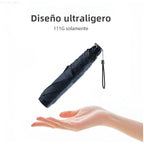 Triple-Fold Non-Automatic Aluminium Alloy Tube Rain Umbrella, Navy, view 6