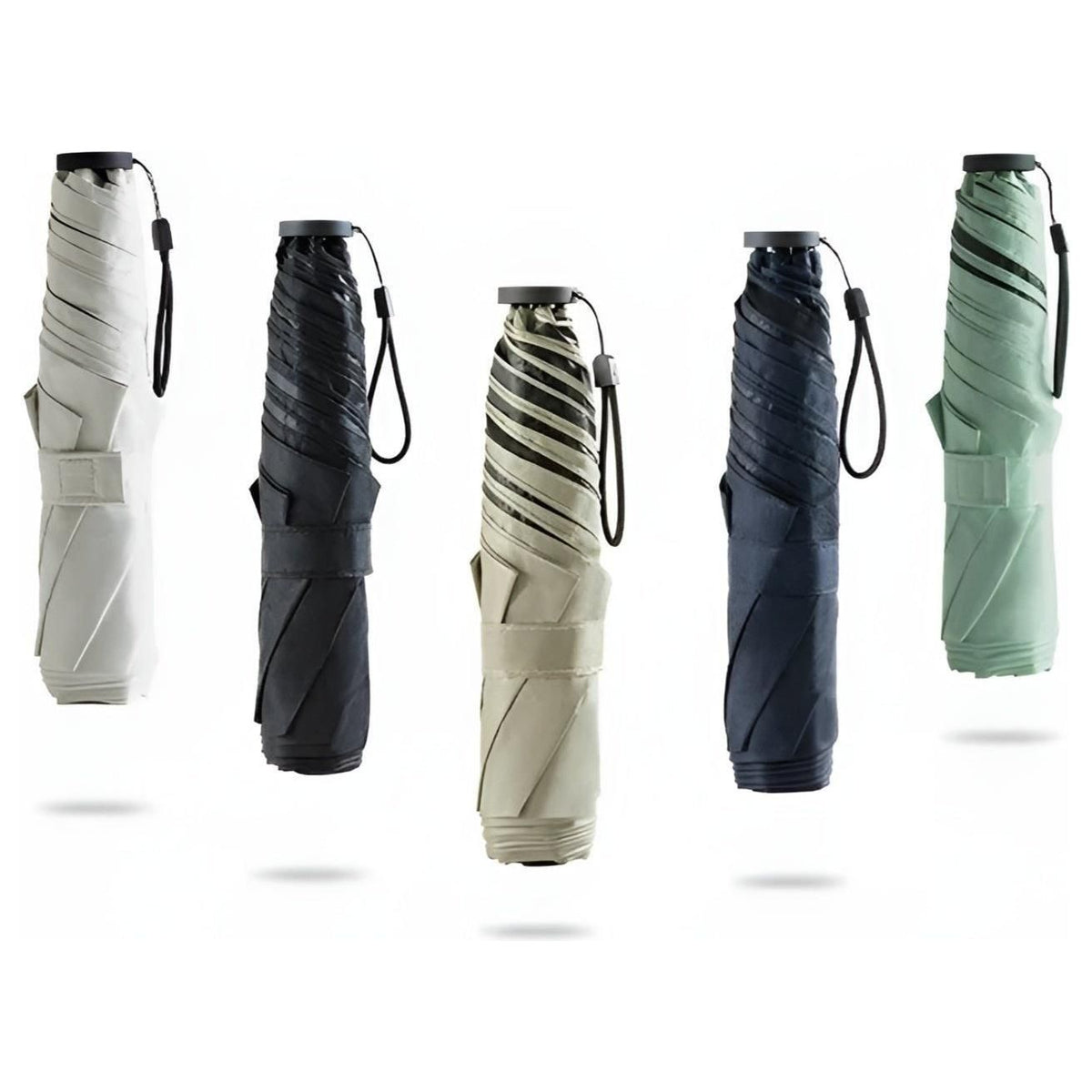 Triple-Fold Non-Automatic Aluminium Alloy Tube Rain Umbrella, Navy, view 7