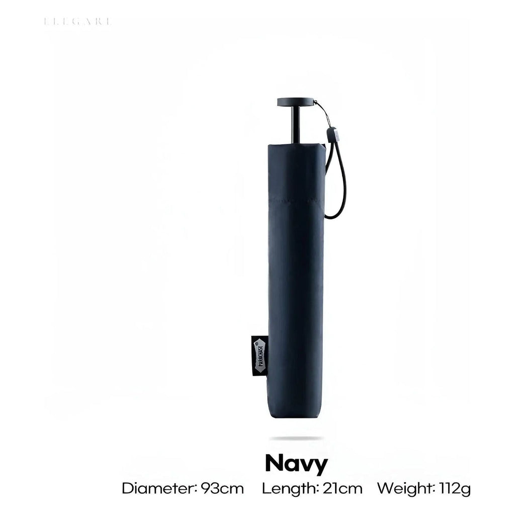 Triple-Fold Non-Automatic Aluminium Alloy Tube Rain Umbrella, Navy