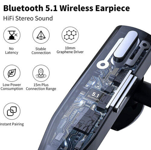 Trucker Dual-Microphone Wireless Bluetooth 5.1 Headset with Charging Case, view 3