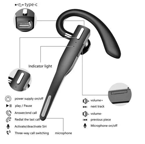 Trucker Dual-Microphone Wireless Bluetooth 5.1 Headset with Charging Case, view 4