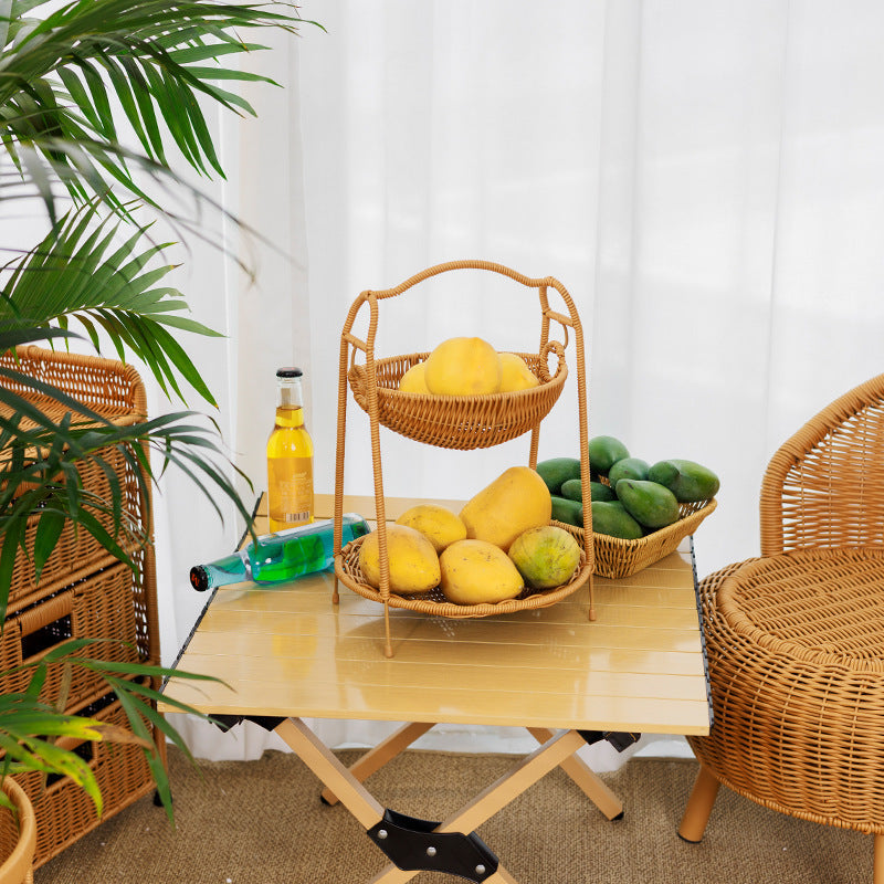 Two-Tiered Woven Fruit Display Stand | High & Bury