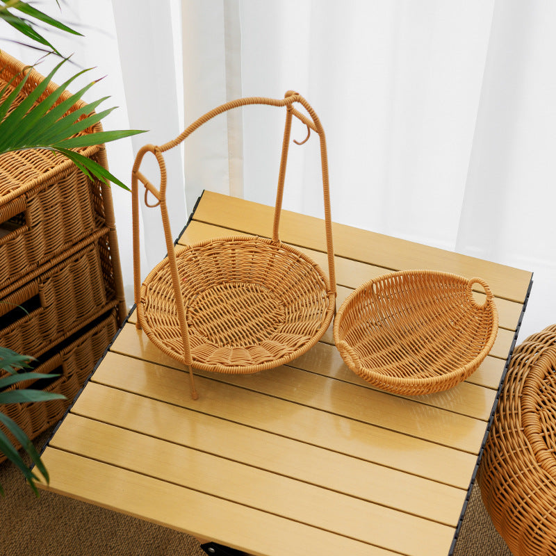 Two-Tiered Woven Fruit Display Stand | High & Bury
