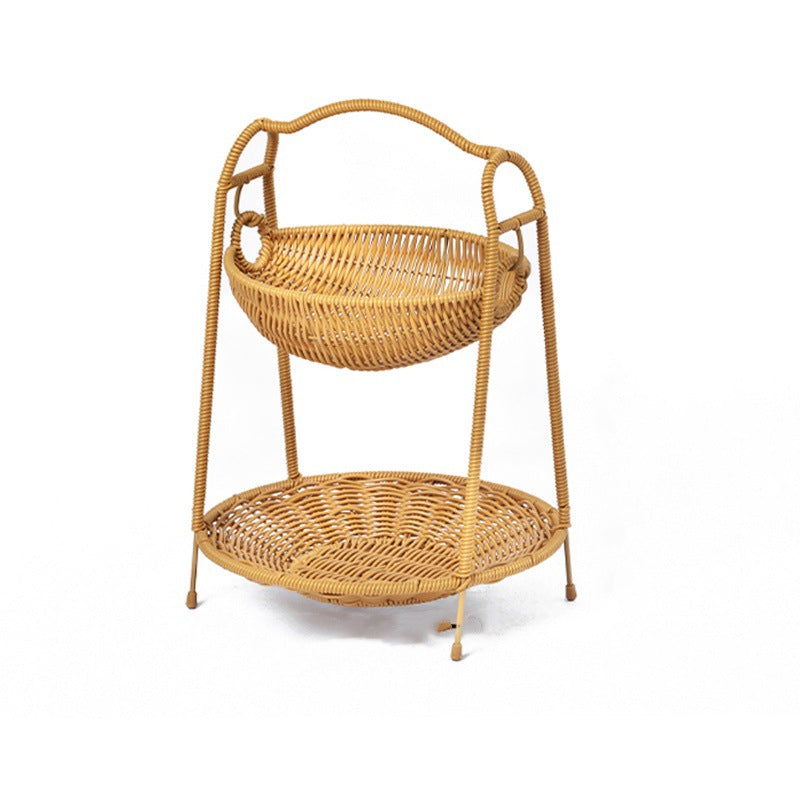 Two-Tiered Woven Fruit Display Stand | High & Bury