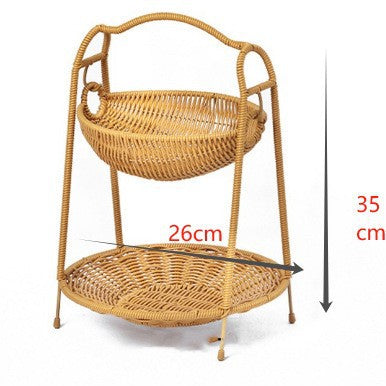 Two-Tiered Woven Fruit Display Stand | High & Bury