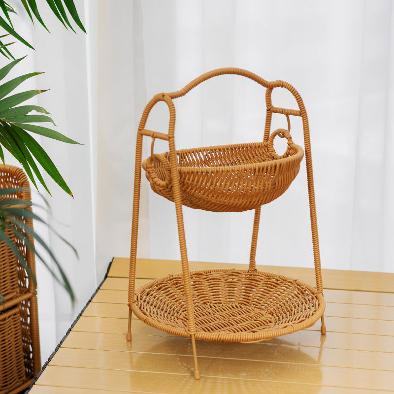 Two-Tiered Woven Fruit Display Stand | High & Bury