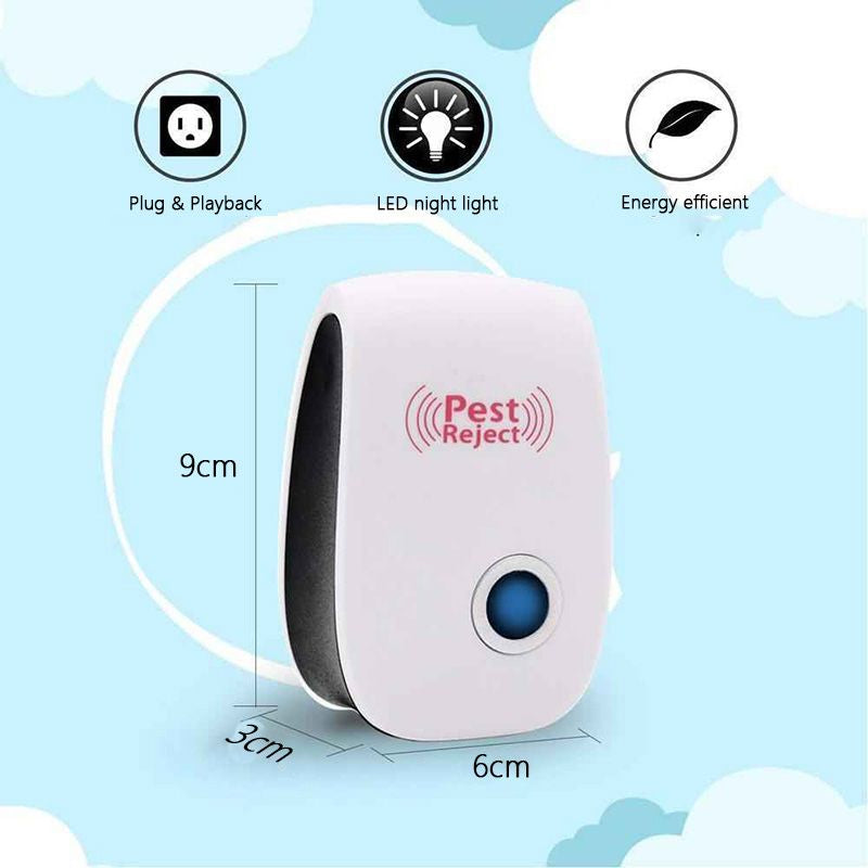 Ultrasonic Insect Repellent Plug-In, 90 × 56 × 50mm White ABS, view 3