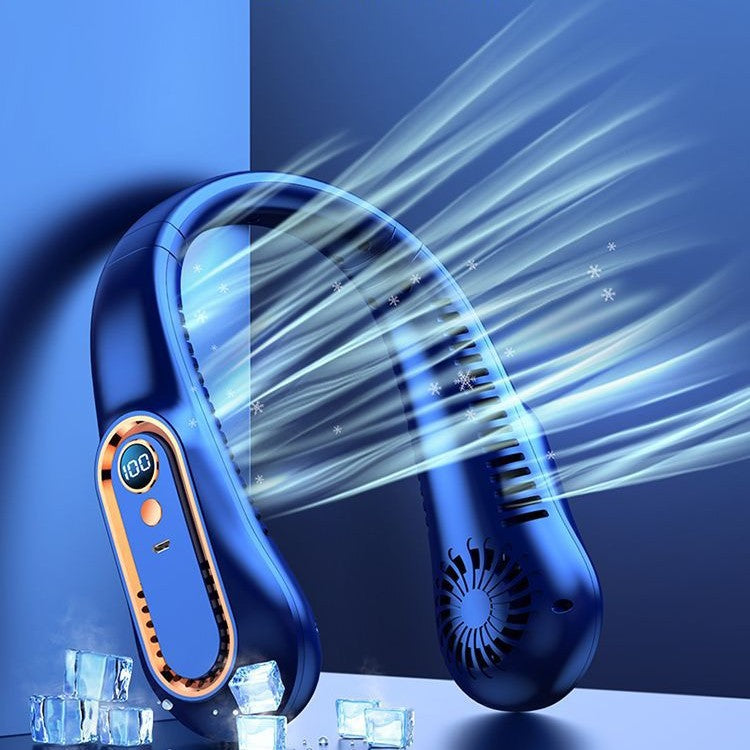 Unisex Portable Neck Fan with Digital Display and Multiple Speed Settings