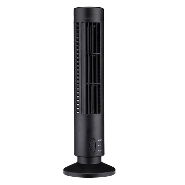 USB Tower Electric Fan, 33cm, 10.5cm Base Diameter, 2-Speed, Black, view 2