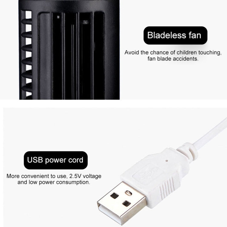 USB Tower Electric Fan, 33cm, 10.5cm Base Diameter, 2-Speed, Black, view 3