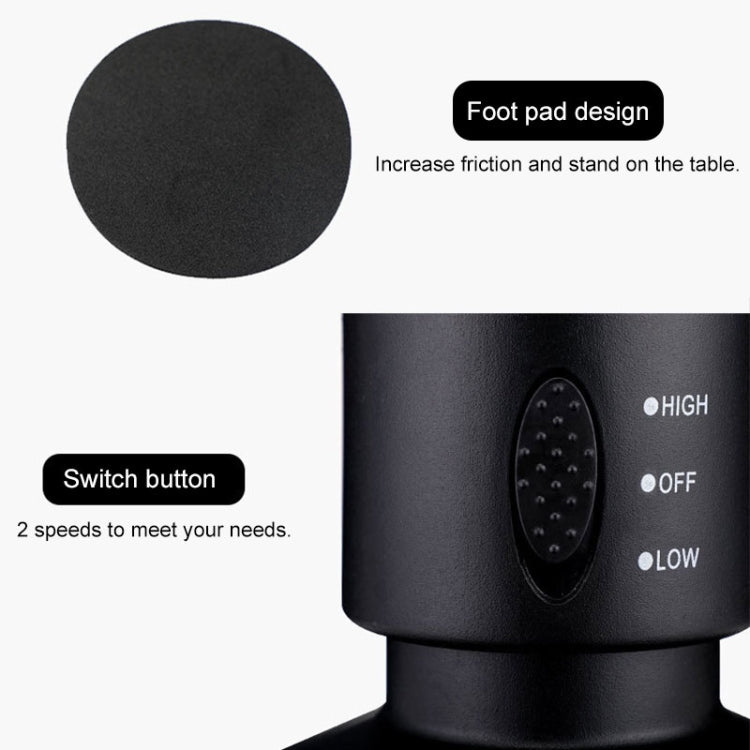 USB Tower Electric Fan, 33cm, 10.5cm Base Diameter, 2-Speed, Black, view 4