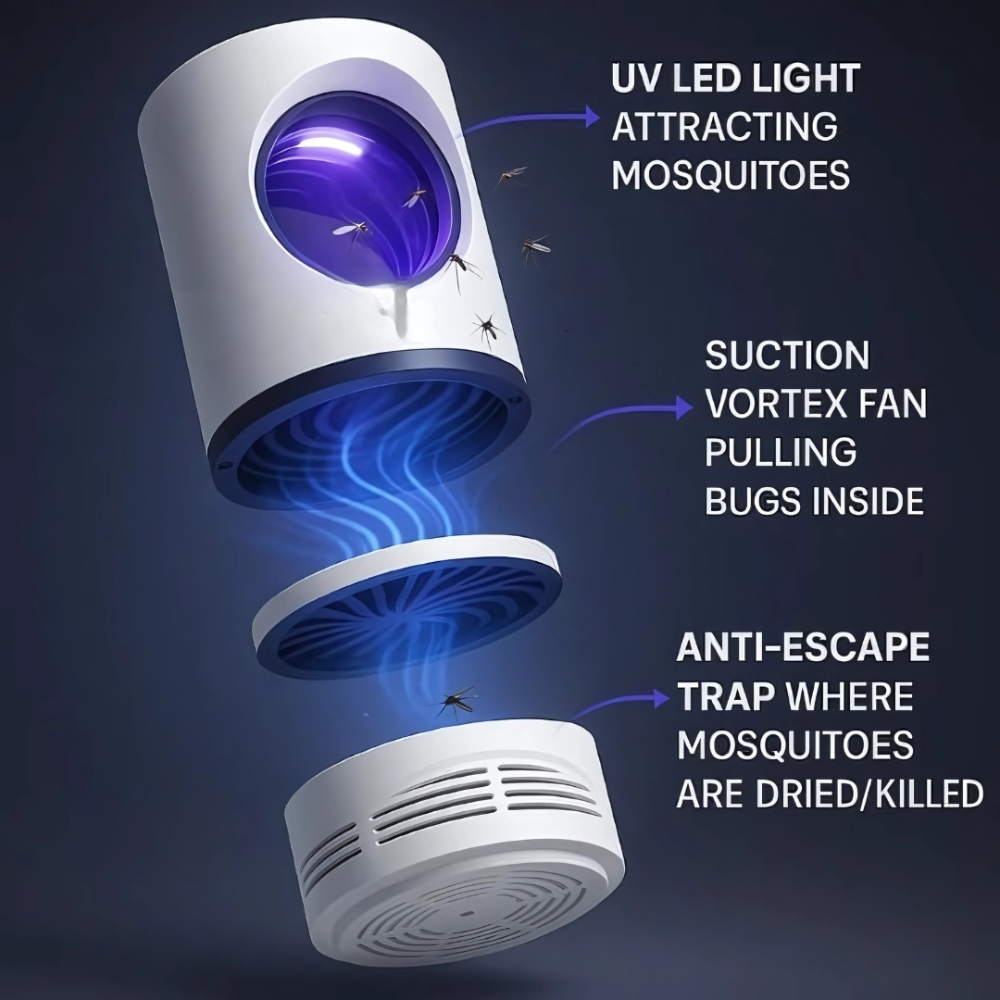 UV Light Electric Insect Killer Lamp with Fan Trap, 109 x 109 x 215 mm, view 6
