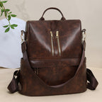 Vegan Leather Backpack with Front Zip Pockets and Adjustable Straps, view 2