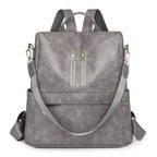 Vegan Leather Backpack with Front Zip Pockets and Adjustable Straps, view 4