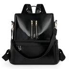 Vegan Leather Backpack with Front Zip Pockets and Adjustable Straps, view 5