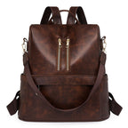 Vegan Leather Backpack with Front Zip Pockets and Adjustable Straps, view 8
