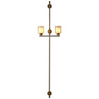 Vertical Brass Dual Glass Cylinder Wall Lamp with Strap Detail | High & Bury