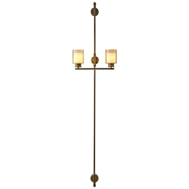 Vertical Brass Dual Glass Cylinder Wall Lamp with Strap Detail | High & Bury