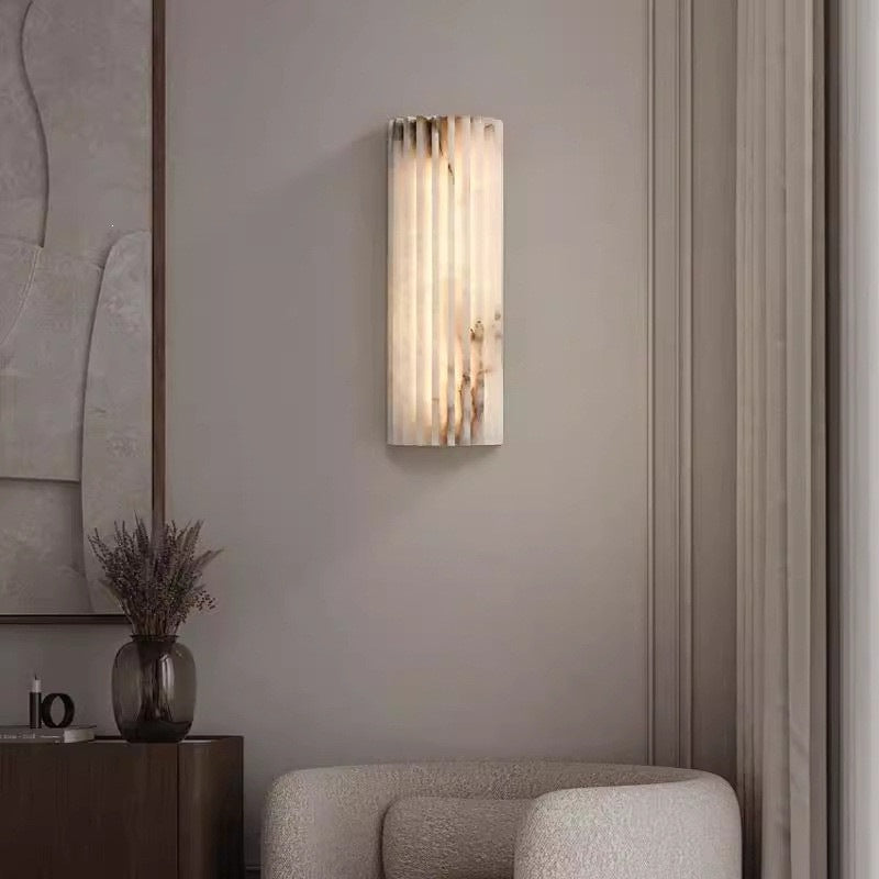 Vertical Ribbed Wall Lamp with Alabaster Effect and LED | High & Bury