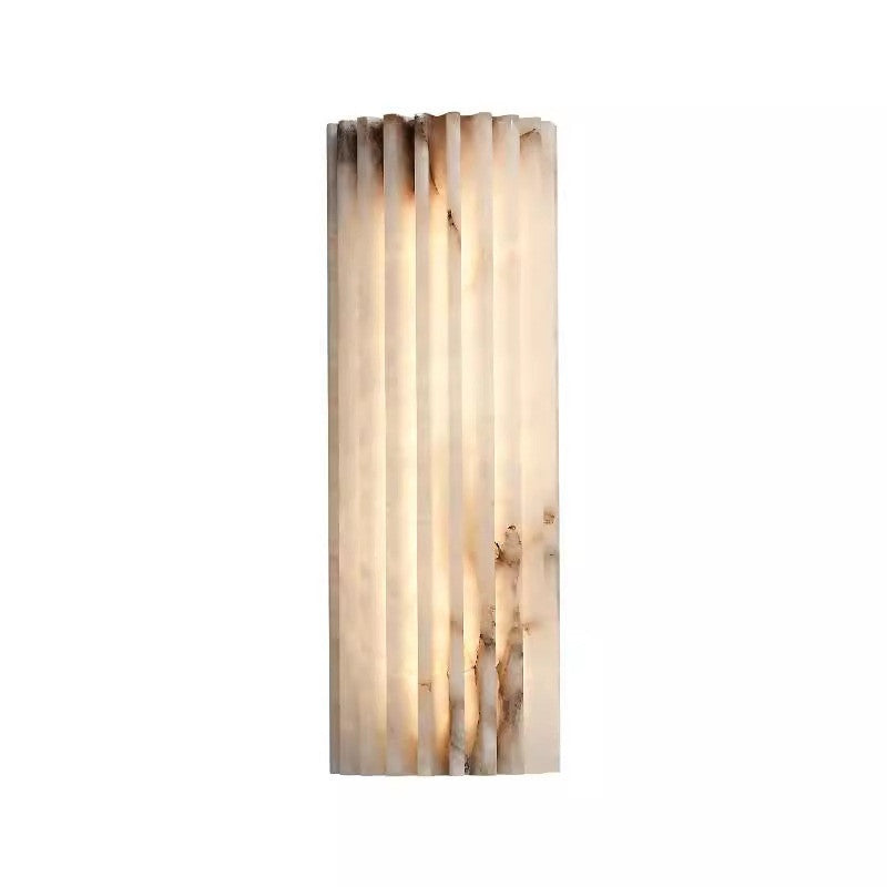 Vertical Ribbed Wall Lamp with Alabaster Effect and LED | High & Bury