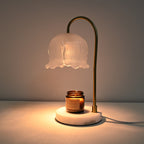 Vintage-Glass-Bell-Shade Marble-Base Table Lamp | High & Bury