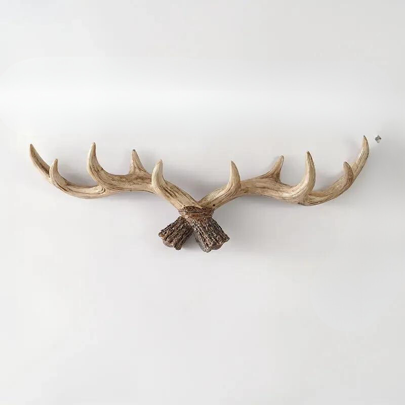 Vintage Rustic Antler Wall Hook Coat Rack, Resin, Wall-Mounted, view 3