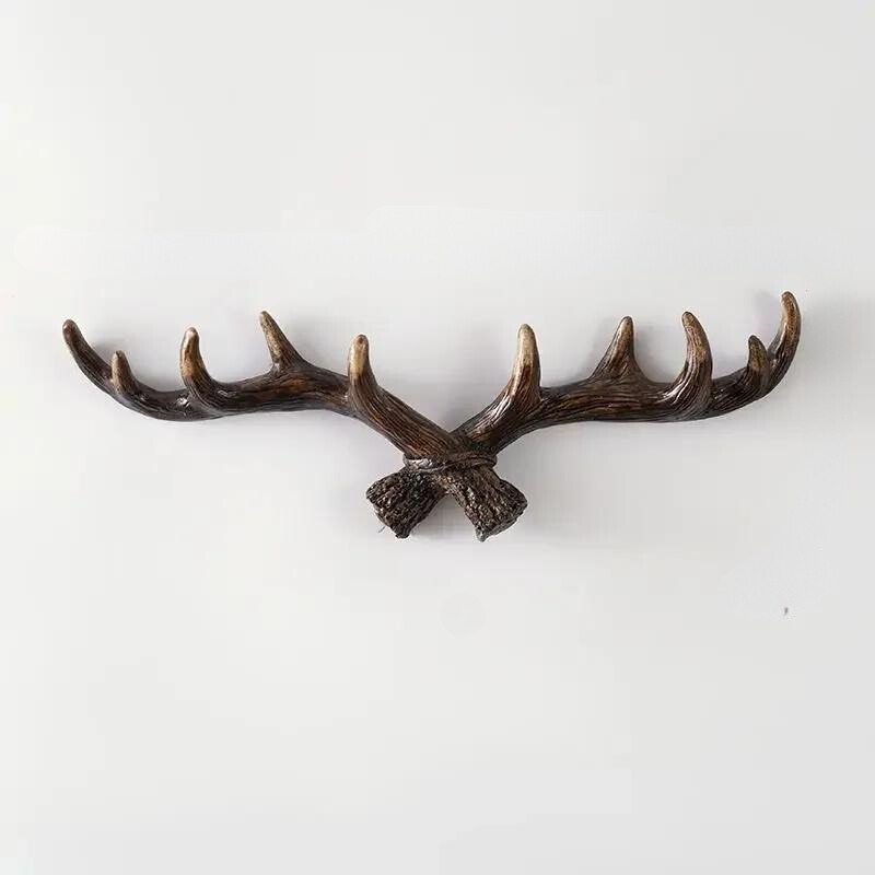 Vintage Rustic Antler Wall Hook Coat Rack, Resin, Wall-Mounted, view 4