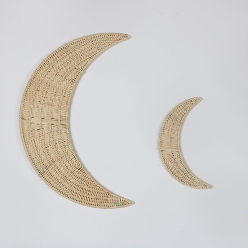 Wall Decoration made of Handwoven Rattan in Moon Design | High & Bury