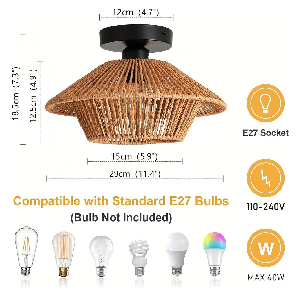 Wall Lamp Woven Natural Fiber Handcrafted | High & Bury