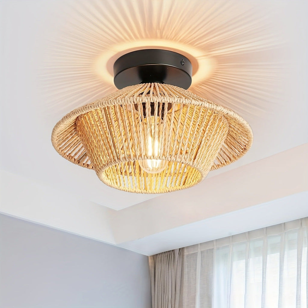 Wall Lamp Woven Natural Fiber Handcrafted | High & Bury