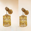 Wall Lamp Woven Natural Fiber Wood | High & Bury