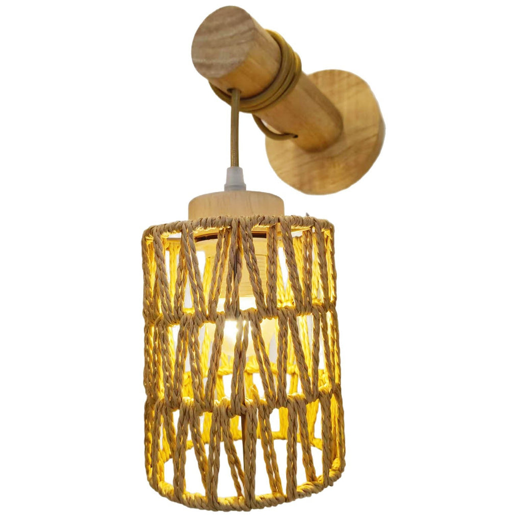 Wall Lamp Woven Natural Fiber Wood | High & Bury