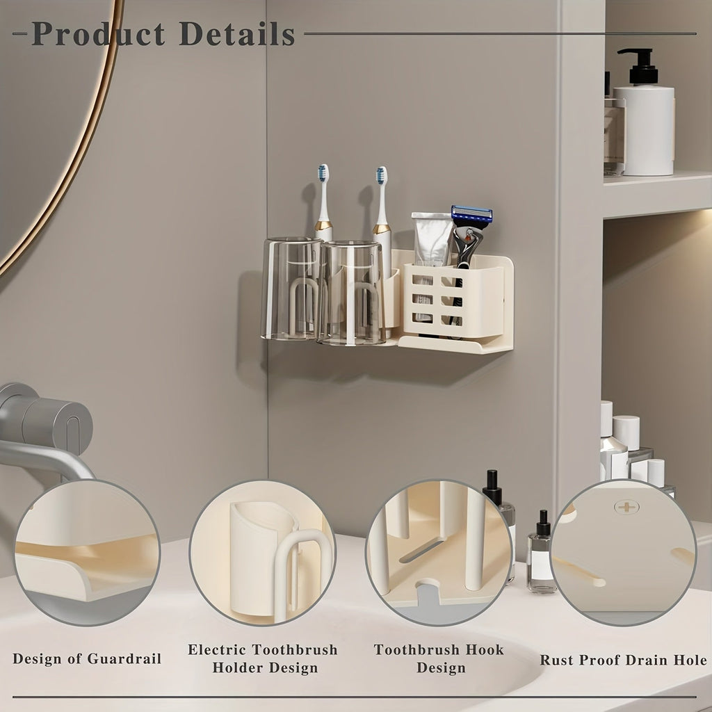 Wall-Mounted Aluminium Toothbrush Holder with Drainage Holes, view 10