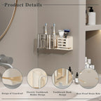 Wall-Mounted Aluminium Toothbrush Holder with Drainage Holes, view 10