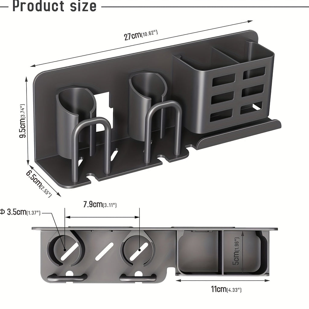 Wall-Mounted Aluminium Toothbrush Holder with Drainage Holes, view 2