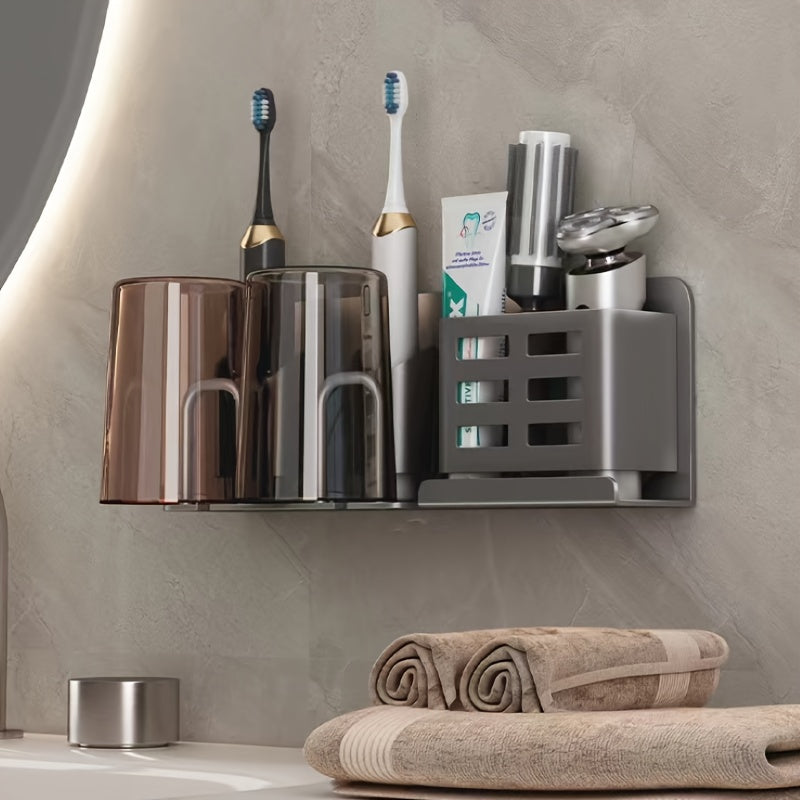 Wall-Mounted Aluminium Toothbrush Holder with Drainage Holes, view 7