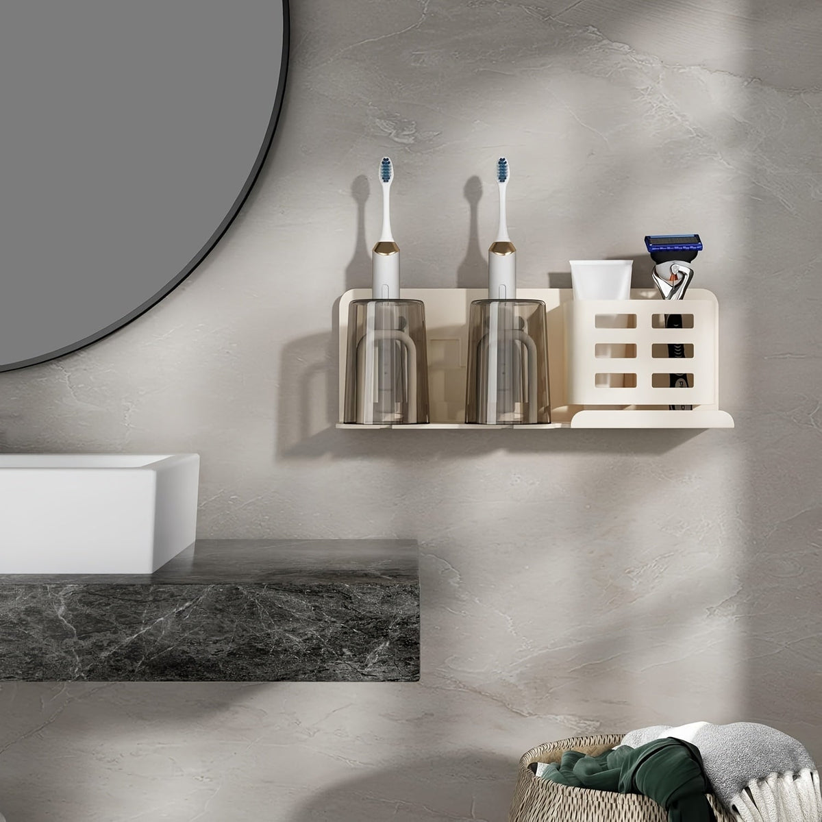 Wall-Mounted Aluminium Toothbrush Holder with Drainage Holes, view 9