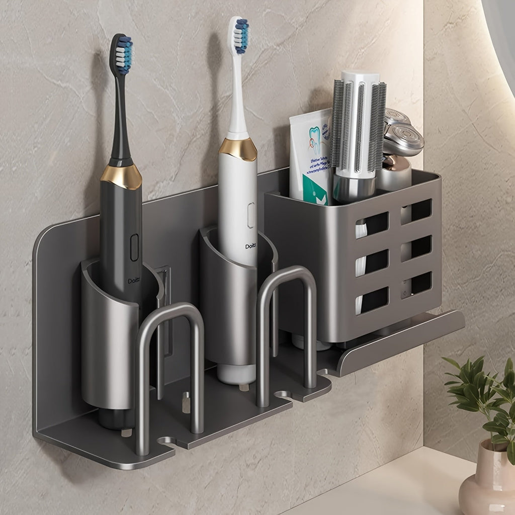 Wall-Mounted Aluminium Toothbrush Holder with Drainage Holes