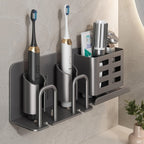 Wall-Mounted Aluminium Toothbrush Holder with Drainage Holes