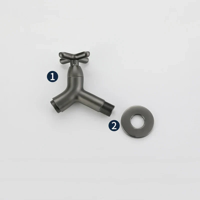 Wall-Mounted Cold Water Tap in Brass with Single-Lever Handle, view 2