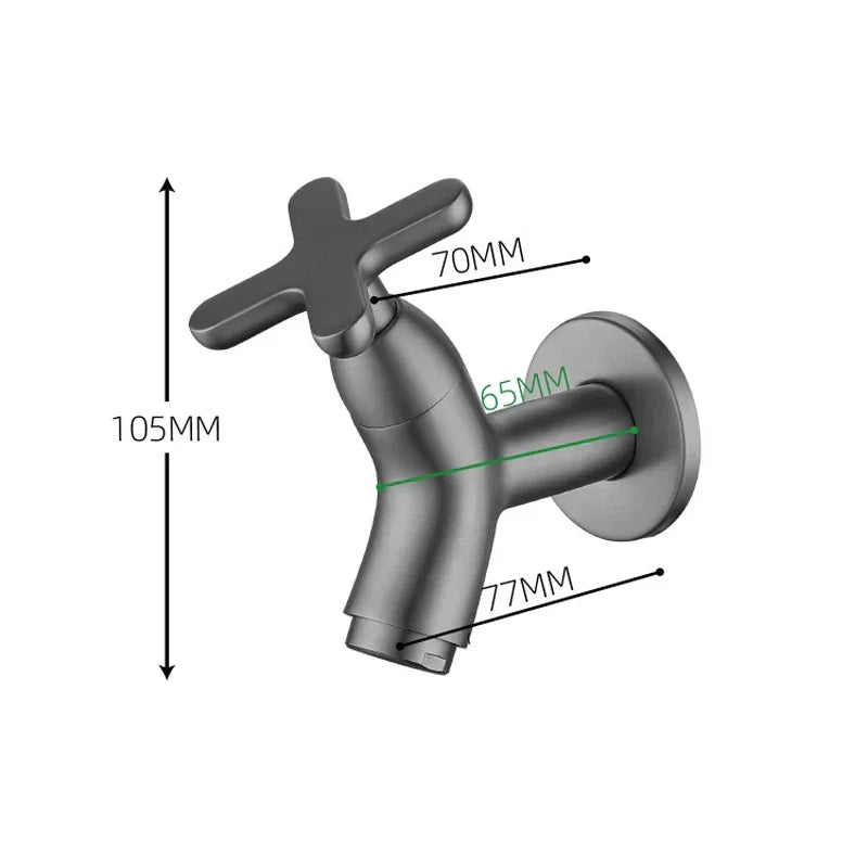 Wall-Mounted Cold Water Tap in Brass with Single-Lever Handle, view 4