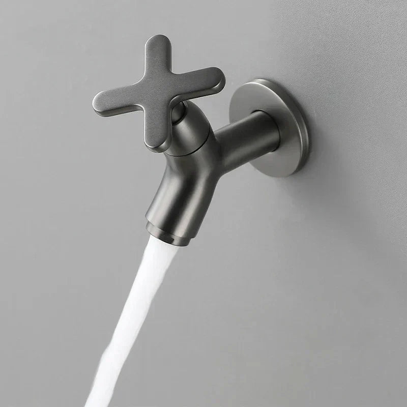 Wall-Mounted Cold Water Tap in Brass with Single-Lever Handle, view 6