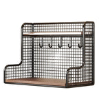 Wall-Mounted Double Shelf Organizer with Hooks | High & Bury