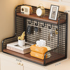 Wall-Mounted Double Shelf Organizer with Hooks | High & Bury