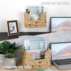 Wall Shelf made of Untreated Wood with Rattan Inserts | High & Bury