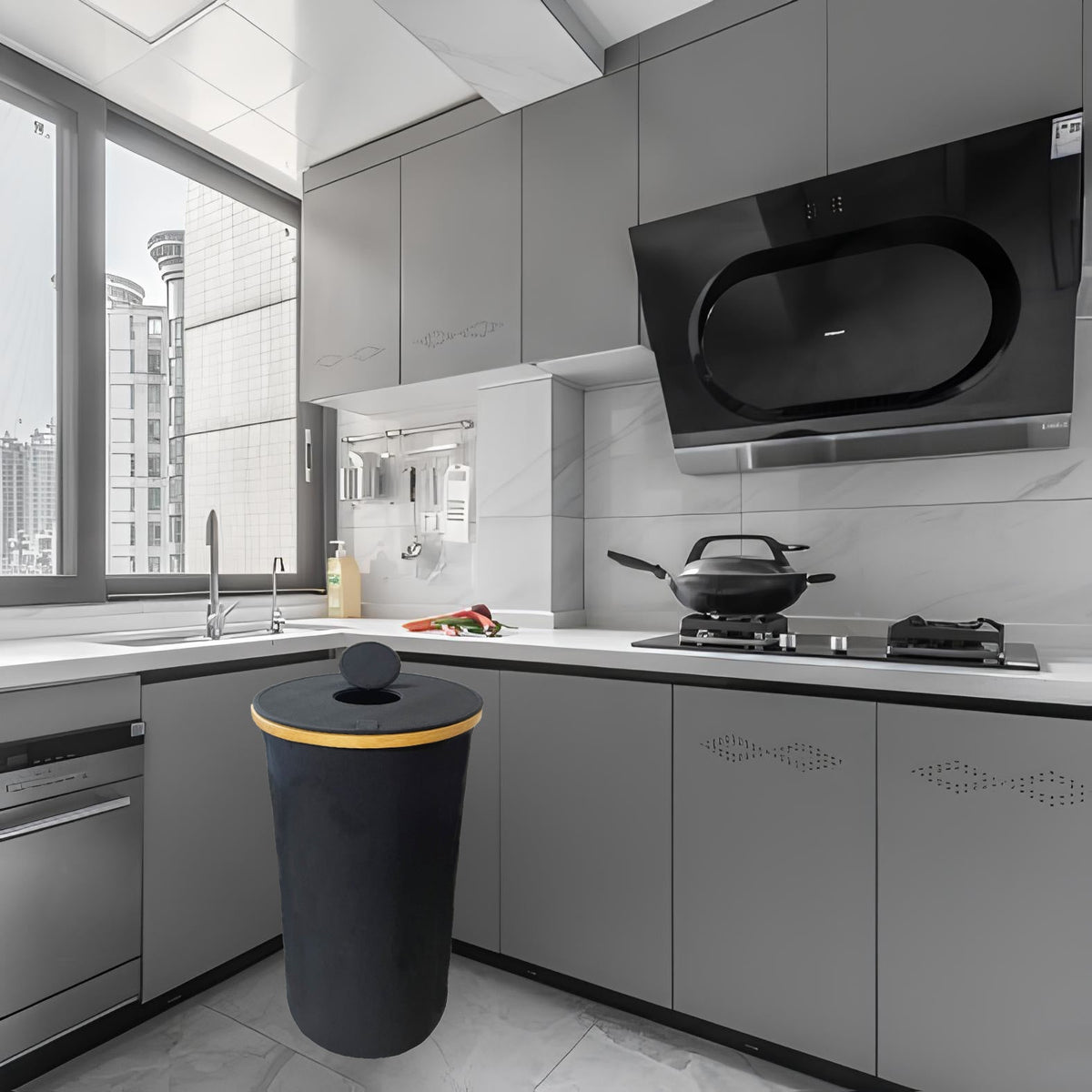Waste Bin with Bamboo Lid | High & Bury