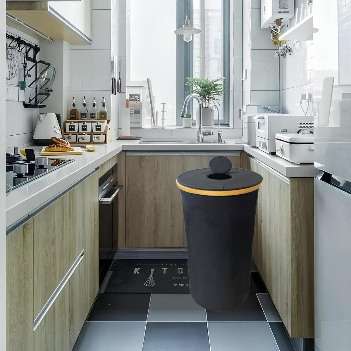 Waste Bin with Bamboo Lid | High & Bury